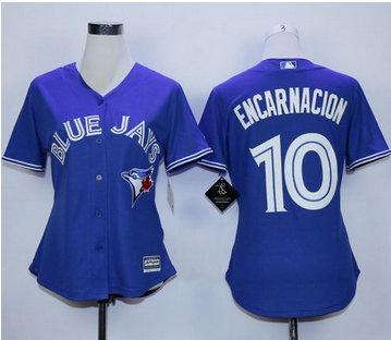 Women Blue Jays #10 Edwin Encarnacion Blue Alternate Stitched MLB Jersey Women Blue Jays #10 Edwin Encarnacion Blue Alternate Stitched MLB Jersey