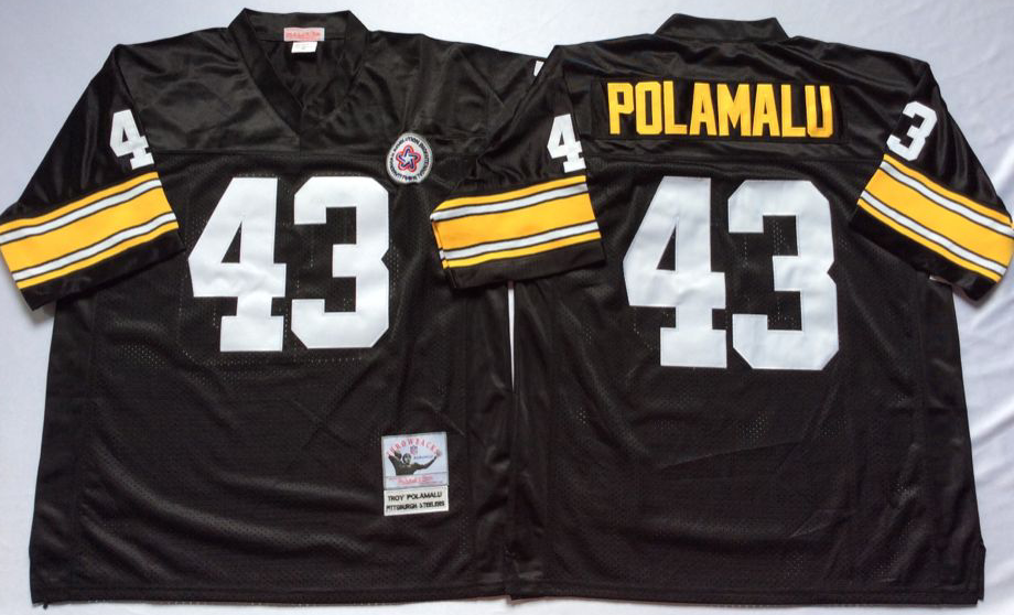 Steelers 43 Troy Polamalu Black M&N Throwback Jersey Steelers 43 Troy Polamalu Black M&N Throwback Jersey