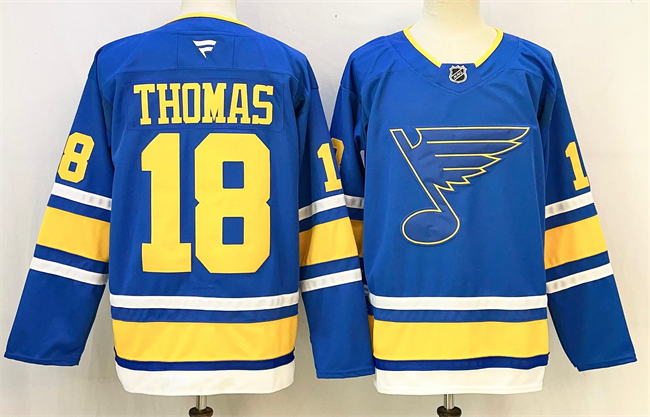 Men's St. Louis Blues #18 Robert Thomas Blue 2025 Stitched Hockey Jersey Men's St. Louis Blues #18 Robert Thomas Blue 2025 Stitched Hockey Jersey