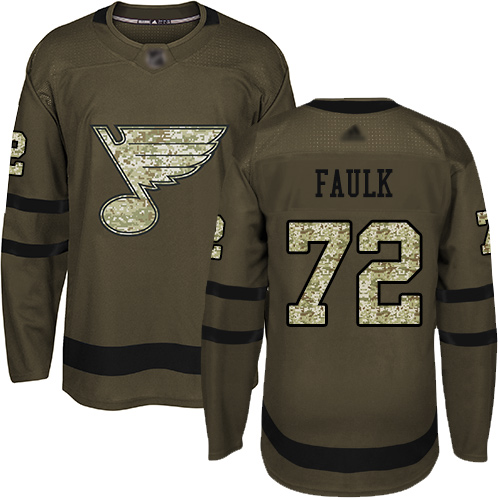 Blues #72 Justin Faulk Green Salute to Service Stitched Hockey Jersey Blues #72 Justin Faulk Green Salute to Service Stitched Hockey Jersey