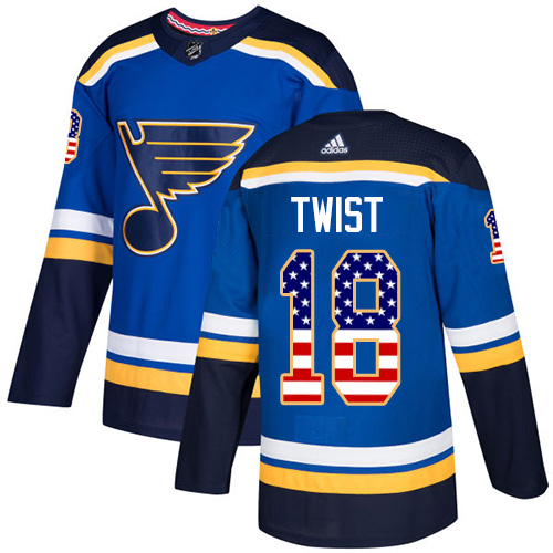 Adidas Blues #18 Tony Twist Blue Home Authentic USA Flag Stitched NHL Jersey Adidas Blues #18 Tony Twist Blue Home Authentic USA Flag Stitched NHL Jersey