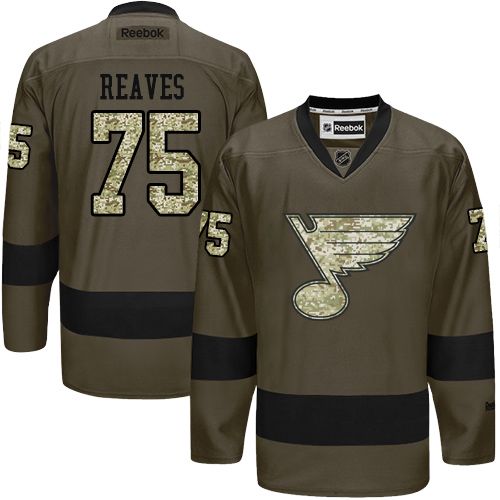 Blues #75 Ryan Reaves Green Salute to Service Stitched NHL Jersey Blues #75 Ryan Reaves Green Salute to Service Stitched NHL Jersey