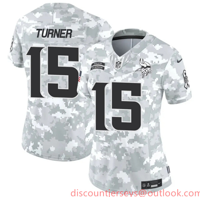 Women's Minnesota Vikings #15 Dallas Turner 2024 F.U.S.E Arctic Camo Salute To Service Limited Stitched Jersey(Run Small) Women's Minnesota Vikings #15 Dallas Turner 2024 F.U.S.E Arctic Camo Salute To Service Limited Stitched Jersey(Run Small)