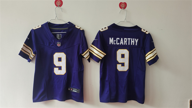 Women's Minnesota Vikings #9 J.J. McCarthy Purple F.U.S.E Throwback Vapor Untouchable Limited Stitched Jersey(Run Small) Women's Minnesota Vikings #9 J.J. McCarthy Purple F.U.S.E Throwback Vapor Untouchable Limited Stitched Jersey(Run Small)