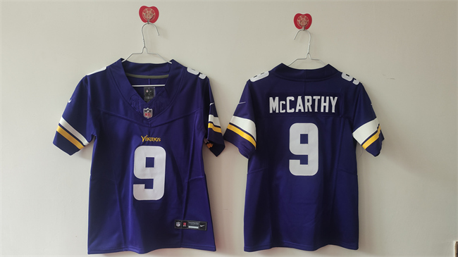 Women's Minnesota Vikings #9 J.J. McCarthy Purple F.U.S.E Vapor Untouchable Limited Stitched Jersey(Run Small) Women's Minnesota Vikings #9 J.J. McCarthy Purple F.U.S.E Vapor Untouchable Limited Stitched Jersey(Run Small)