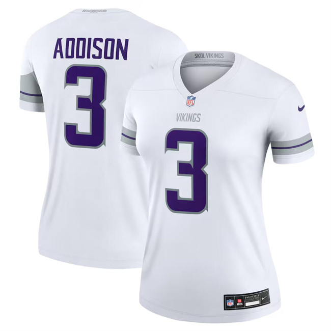 Women's Minnesota Vikings #3 Jordan Addison White Winter Warrior Limited Stitched Jersey(Run Small) Women's Minnesota Vikings #3 Jordan Addison White Winter Warrior Limited Stitched Jersey(Run Small)