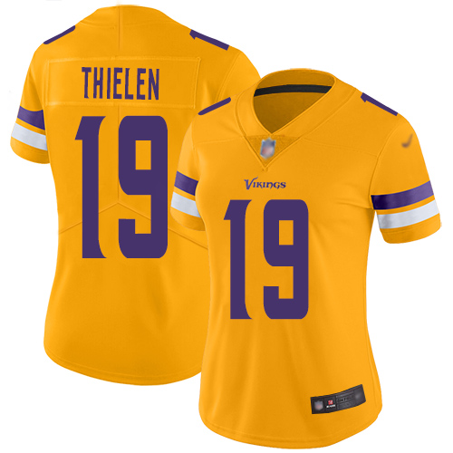 Vikings #19 Adam Thielen Gold Women's Stitched Football Limited Inverted Legend Jersey Vikings #19 Adam Thielen Gold Women's Stitched Football Limited Inverted Legend Jersey