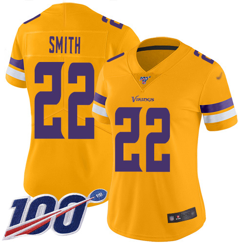 Vikings #22 Harrison Smith Gold Women's Stitched Football Limited Inverted Legend 100th Season Jersey Vikings #22 Harrison Smith Gold Women's Stitched Football Limited Inverted Legend 100th Season Jersey