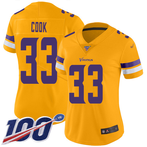 Vikings #33 Dalvin Cook Gold Women's Stitched Football Limited Inverted Legend 100th Season Jersey Vikings #33 Dalvin Cook Gold Women's Stitched Football Limited Inverted Legend 100th Season Jersey
