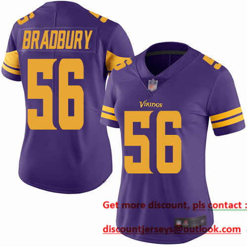 Vikings #56 Garrett Bradbury Purple Women's Stitched Football Limited Rush Jersey Vikings #56 Garrett Bradbury Purple Women's Stitched Football Limited Rush Jersey