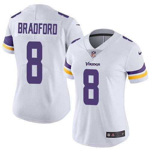 Nike Vikings #8 Sam Bradford White Women's Stitched NFL Vapor Untouchable Limited Jersey Nike Vikings #8 Sam Bradford White Women's Stitched NFL Vapor Untouchable Limited Jersey