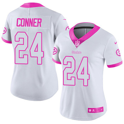 Nike Steelers #24 James Conner White Pink Women's Stitched NFL Limited Rush Fashion Jersey Nike Steelers #24 James Conner White Pink Women's Stitched NFL Limited Rush Fashion Jersey