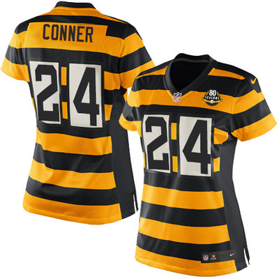 Nike Steelers #24 James Conner Yellow Black Alternate Women's Stitched NFL Elite Jersey Nike Steelers #24 James Conner Yellow Black Alternate Women's Stitched NFL Elite Jersey