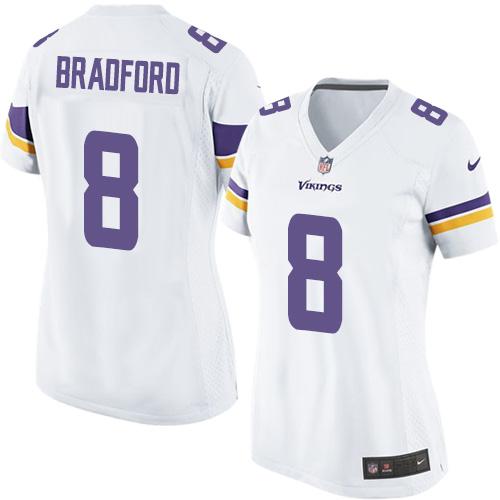 Nike Vikings #8 Sam Bradford White Women's Stitched NFL Elite Jersey Nike Vikings #8 Sam Bradford White Women's Stitched NFL Elite Jersey
