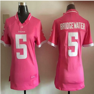 Women New Vikings #5 Teddy Bridgewater Pink NFL Elite Bubble Gum Jersey Women New Vikings #5 Teddy Bridgewater Pink NFL Elite Bubble Gum Jersey
