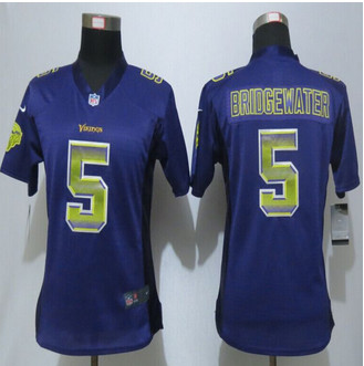 Women New New Minnesota Vikings #5 Teddy Bridgewater Purple Strobe Elite Jersey Women New New Minnesota Vikings #5 Teddy Bridgewater Purple Strobe Elite Jersey