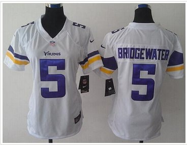 Women's NEW Vikings #5 Teddy Bridgewater White NFL Limited Jersey Women's NEW Vikings #5 Teddy Bridgewater White NFL Limited Jersey