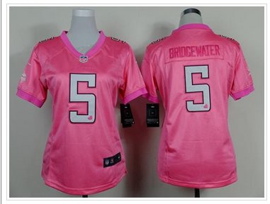 Women's NEW Vikings #5 Teddy Bridgewater Pink Be Luv'd Stitched NFL New Elite Jersey Women's NEW Vikings #5 Teddy Bridgewater Pink Be Luv'd Stitched NFL New Elite Jersey