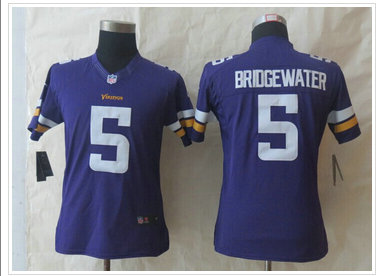 Women NEW Minnesota Vikings #5 Teddy Bridgewater Purple New Jerseys Women NEW Minnesota Vikings #5 Teddy Bridgewater Purple New Jerseys