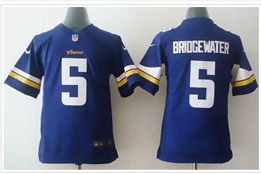 Youth NFL Minnesota Vikings #5 Teddy Bridgewater Purple Team Color Jersey