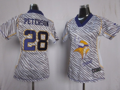 NEW Womens Minnesota Vikings #28 Adrian Peterson jerseys(fem fan zebra)