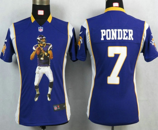 Womens Nike Minnesota Vikings 7 Christian Ponder Purple Portrait Fashion Jersey Womens Nike Minnesota Vikings 7 Christian Ponder Purple Portrait Fashion Jersey