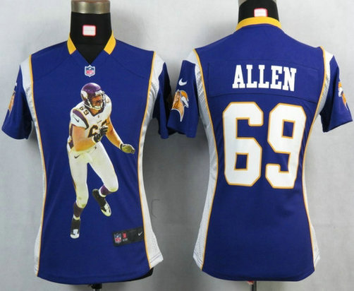 Womens Nike Minnesota Vikings 69 Jared Allen Purple Portrait Fashion Jersey Womens Nike Minnesota Vikings 69 Jared Allen Purple Portrait Fashion Jersey