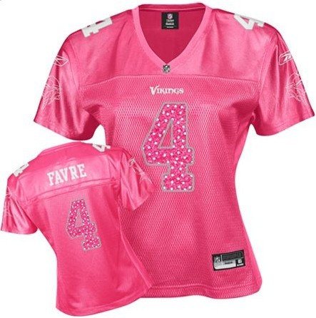 Minnesota Vikings Brett Favre 4 Women Pink Sweetheart Jersey