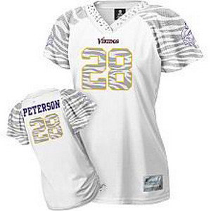 Women Minnesota Vikings 28 Adrian Peterson Zebra Field Flirt white