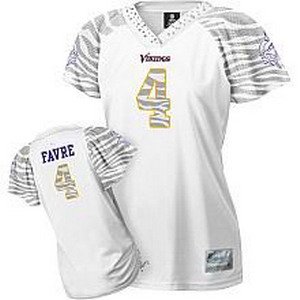 Women Minnesota Vikings 4 Brett Favre Zebra Field Flirt Jersey white