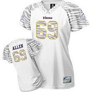 Women Minnesota Vikings 69 Jared Allen Zebra Field Flirt Jerseys white