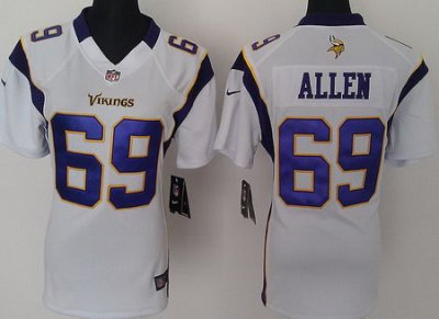 Women Nike Minnesota Vikings 69 Jared Allen White Jerseys