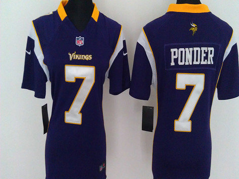Women Nike Minnesota Vikings 7 Christian Ponder Purple Jerseys