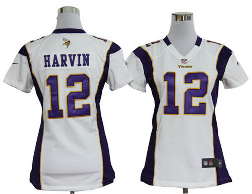 Women Nike Minnesota Vikings 12 Percy Harvin White Jerseys
