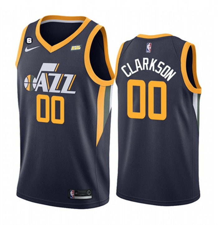 Men's Utah Jazz #00 Jordan Clarkson Navy Icon Edition With No.6 Patch Swingman Stitched Jersey Men's Utah Jazz #00 Jordan Clarkson Navy Icon Edition With No.6 Patch Swingman Stitched Jersey