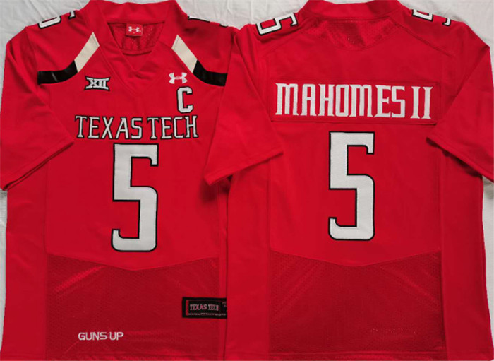 Texas Tech Red Raiders 5 Patrick Mahomes II Red C Patch College Football Jersey_副本