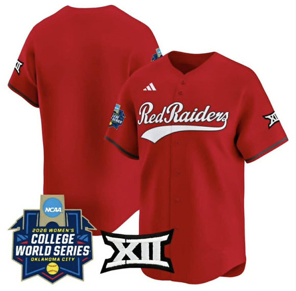 Men's Texas Tech Red Raiders Blank Red 2025 World Series Stitched Jersey