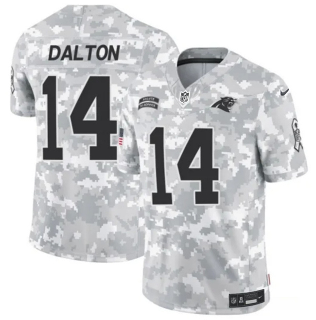 Youth Carolina Panthers #14 Andy Dalton 2024 F.U.S.E Arctic Camo Salute To Service Limited Stitched Football Jersey Youth Carolina Panthers #14 Andy Dalton 2024 F.U.S.E Arctic Camo Salute To Service Limited Stitched Football Jersey