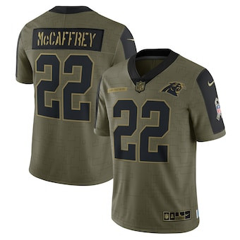 Youth Carolina Panthers #22 Christian McCaffrey Nike Olive 2021 Salute To Service Jersey Youth Carolina Panthers #22 Christian McCaffrey Nike Olive 2021 Salute To Service Jersey