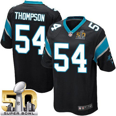 Nike Panthers #54 Shaq Thompson Black Team Color Super Bowl 50 Youth Stitched NFL Elite Jersey Nike Panthers #54 Shaq Thompson Black Team Color Super Bowl 50 Youth Stitched NFL Elite Jersey