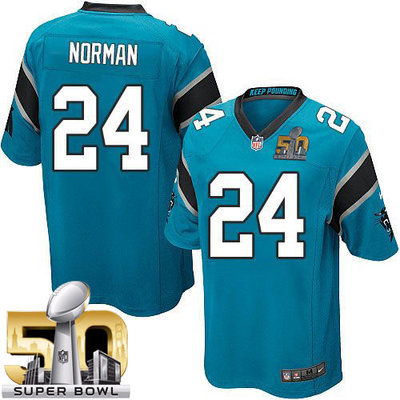 Nike Panthers #24 Josh Norman Blue Alternate Super Bowl 50 Youth Stitched NFL Elite Jersey