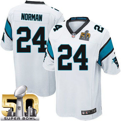 Nike Panthers #24 Josh Norman White Super Bowl 50 Youth Stitched NFL Elite Jersey