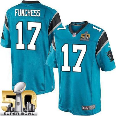 Nike Panthers #17 Devin Funchess Blue Alternate Super Bowl 50 Youth Stitched NFL Elite Jersey