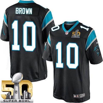 Nike Panthers #10 Corey Brown Black Team Color Super Bowl 50 Youth Stitched NFL Elite Jersey