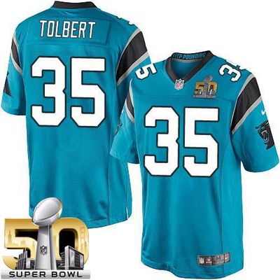 Nike Panthers #35 Mike Tolbert Blue Alternate Super Bowl 50 Youth Stitched NFL Elite Jersey