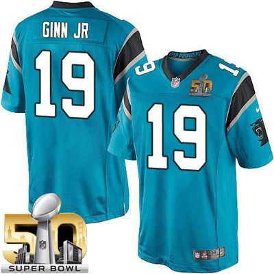 Nike Panthers #19 Ted Ginn Jr Blue Alternate Super Bowl 50 Youth Stitched NFL Elite Jersey