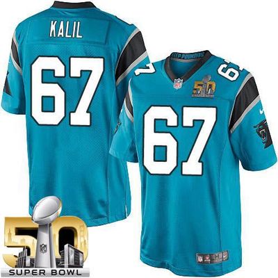 Nike Panthers #67 Ryan Kalil Blue Alternate Super Bowl 50 Youth Stitched NFL Elite Jersey