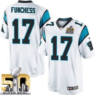 Nike Panthers #17 Devin Funchess White Super Bowl 50 Youth Stitched NFL Elite Jersey