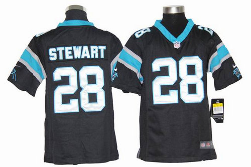 Youth Nike NFL Carolina Panthers 28 Jonathan Stewart Black Jerseys