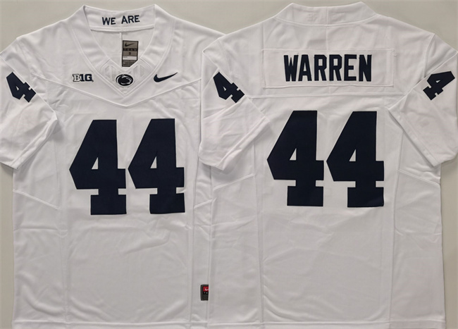 Men's Penn State Nittany Lions #44 Davis Warren White 2024 F.U.S.E. No Name Stitched Jersey Men's Penn State Nittany Lions #44 Davis Warren White 2024 F.U.S.E. No Name Stitched Jersey